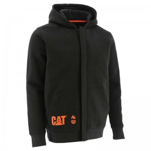 Black CatFootweat Flame Resistant Midweight Full Zip Hoodie Men's Clothing | LO0453176