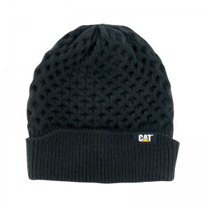 Black CatFootweat Honeycomb Knit Beanie Men's Clothing | MU1345627