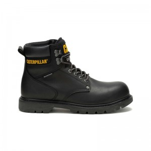 Black CatFootweat Second Shift Waterproof Steel Toe Men's Work Boots | VL9123860