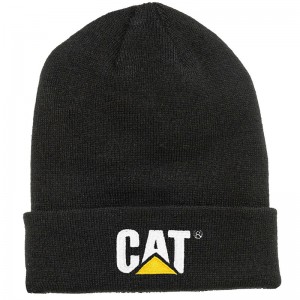 Black CatFootweat Trademark Cuff Beanie Men's Clothing | CK5810467