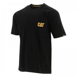 Black CatFootweat Trademark Pocket Tee Men's Clothing | JU3156490