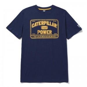 Blue CatFootweat Caterpillar Power Tee Men's Clothing | FW1498560