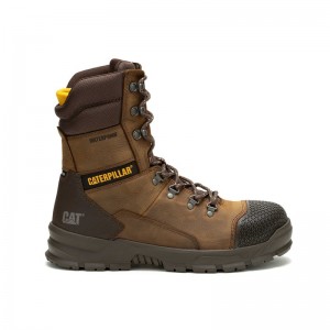 Brown CatFootweat Accomplice X Waterproof Steel Toe Men's Work Boots | IX7085421