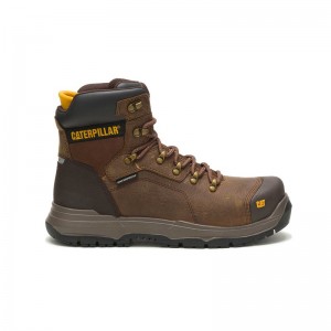 Brown CatFootweat Diagnostic 2.0 Waterproof Steel Toe Men's Work Boots | WC3148690