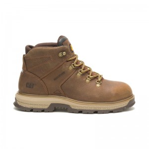 Brown CatFootweat Exposition Hiker Waterproof Alloy Toe Men's Work Boots | CO9627830