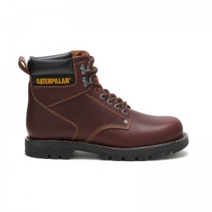 Brown CatFootweat Second Shift Men's Work Boots | JI9721364