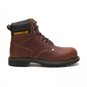 Brown CatFootweat Steel Toe Men's Work Boots | IY0985746