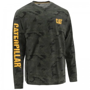 Camo CatFootweat Trademark Banner Long Sleeve Tee Men's Clothing | BO4905382