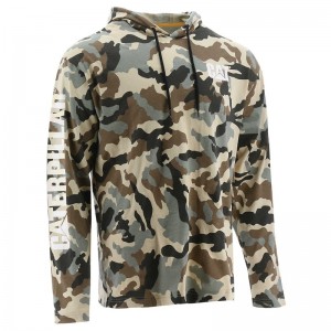 Camo CatFootweat Upf Hooded Banner Long Sleeve Tee Men's Clothing | KQ4829160