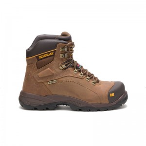 Dark Beige CatFootweat Diagnostic Hi Waterproof Thinsulate&Trade Men's Work Boots | TY2509376