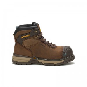 Dark Brown CatFootweat Excavator Superlite Toe Women's Boots | TZ9053824