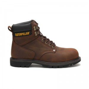 Dark Brown CatFootweat Steel Toe Men's Work Boots | BA3567981