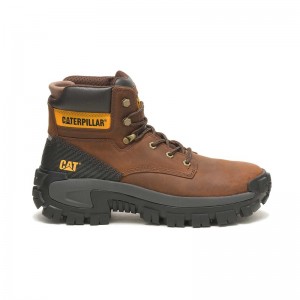 Dark Brown CatFootweat Steel Toe Men's Work Boots | QS7621849