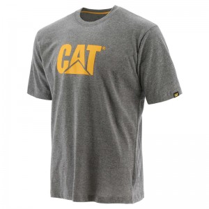 Grey CatFootweat Trademark Logo Tee Men's Clothing | XM4236817