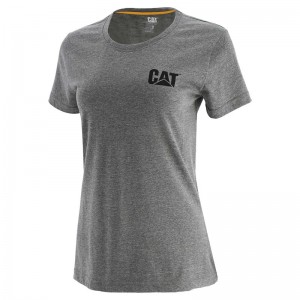 Grey CatFootweat Trademark Tee Women's Workwear | CV7320154