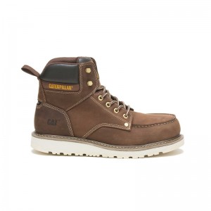 Khaki CatFootweat Calibrate Steel Toe Men's Work Boots | TS0129386