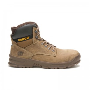 Khaki CatFootweat Mobilize Alloy Toe Men's Work Boots | YS5142368