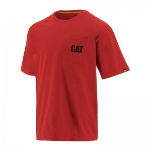 Red CatFootweat Trademark Pocket Tee Men's Clothing | AE2415079