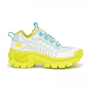 White / Light Green Yellow CatFootweat Intruder Supercharged Women's Shoes | HG3295864