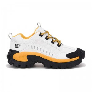 White / Yellow CatFootweat Re-Powered Intruder Chunky Trainer Women's Shoes | UJ2796304