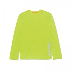 Yellow CatFootweat Coolmax Long Sleeve Tee Men's Clothing | IY3084519