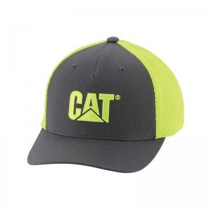 Yellow CatFootweat Hi-Vis Mesh Cap Men's Clothing | OB1795280