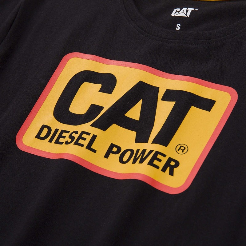 Black CatFootweat Diesel Power Tee Women's Workwear | VH5103769