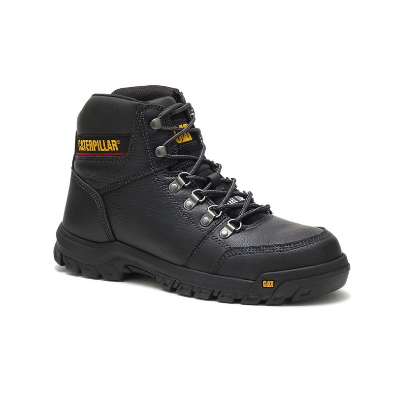 Black CatFootweat Outline Steel Toe Men's Work Boots | MD9067528