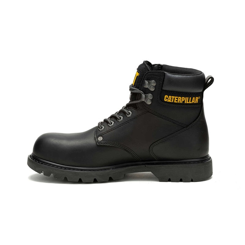 Black CatFootweat Second Shift Waterproof Steel Toe Men's Work Boots | VL9123860