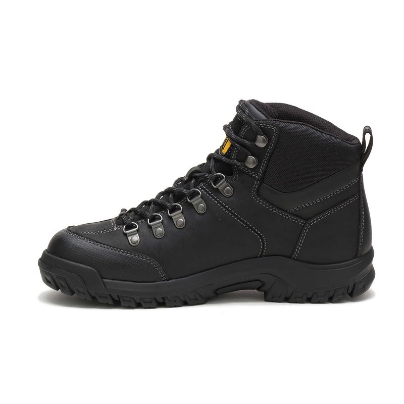 Black CatFootweat Threshold Waterproof Men's Work Boots | VM0658172