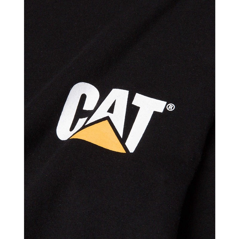 Black CatFootweat Trademark Banner Long Sleeve Tee Women's Workwear | PB1597436