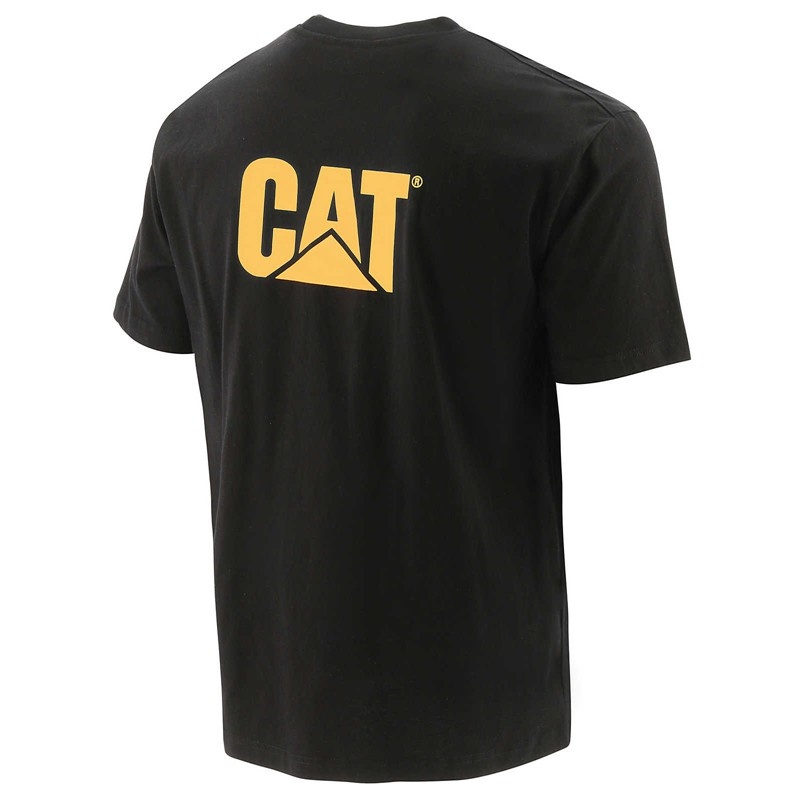 Black CatFootweat Trademark Pocket Tee Men's Clothing | JU3156490