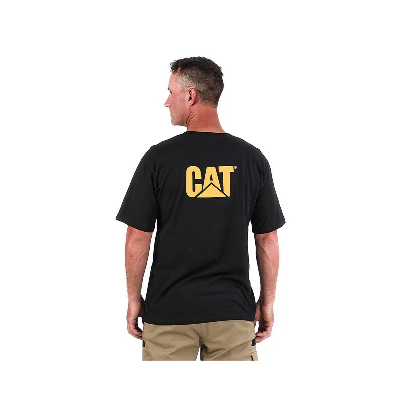 Black CatFootweat Trademark Pocket Tee Men's Clothing | JU3156490