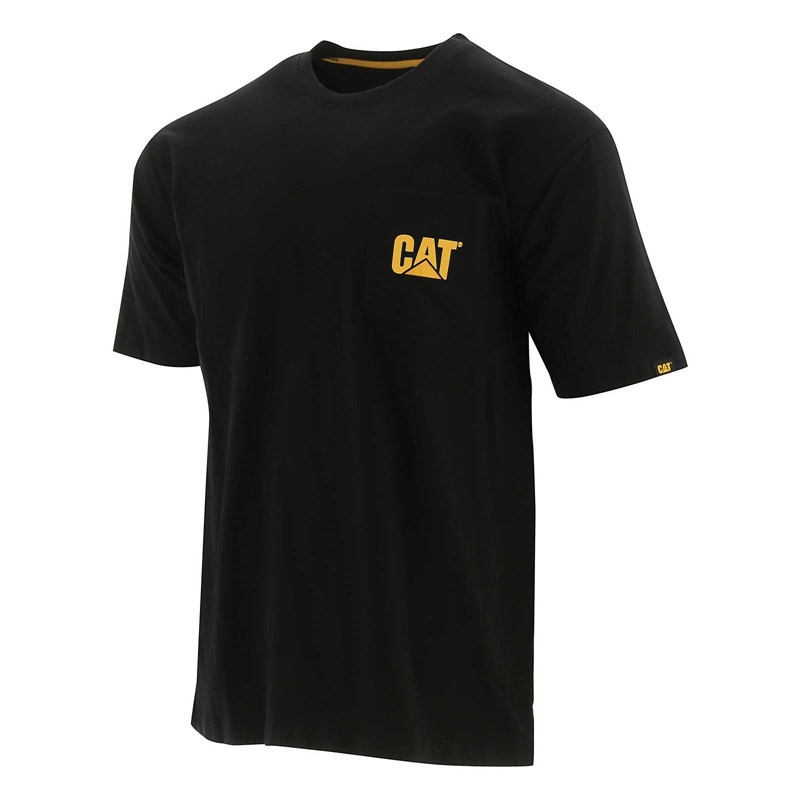 Black CatFootweat Trademark Pocket Tee Men\'s Clothing | JU3156490