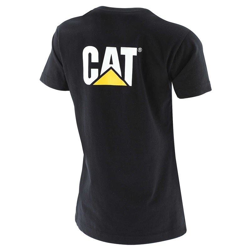 Black CatFootweat Trademark Tee Women's Workwear | YP9176253