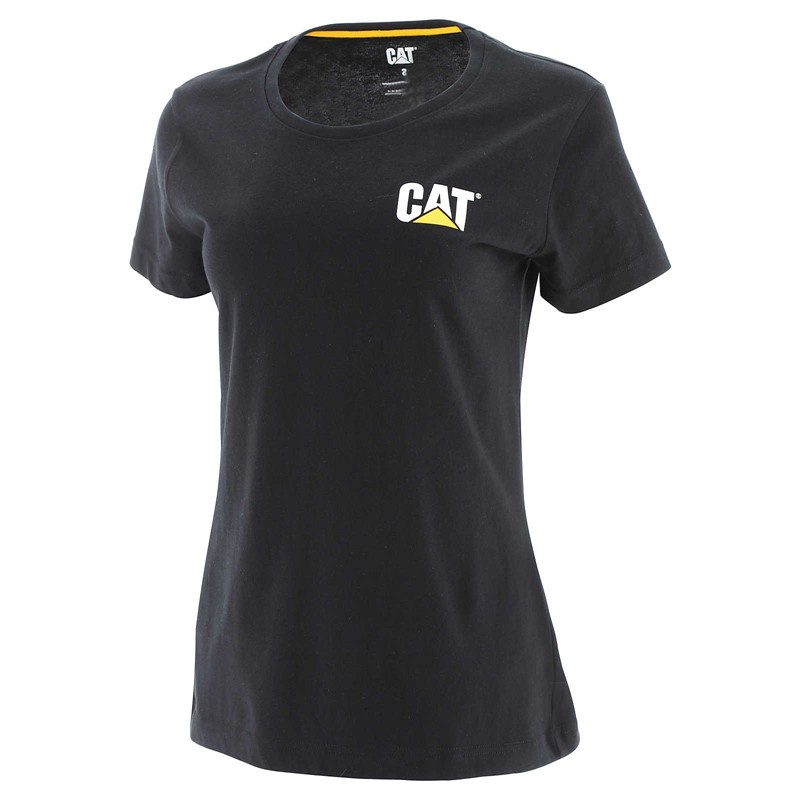 Black CatFootweat Trademark Tee Women\'s Workwear | YP9176253