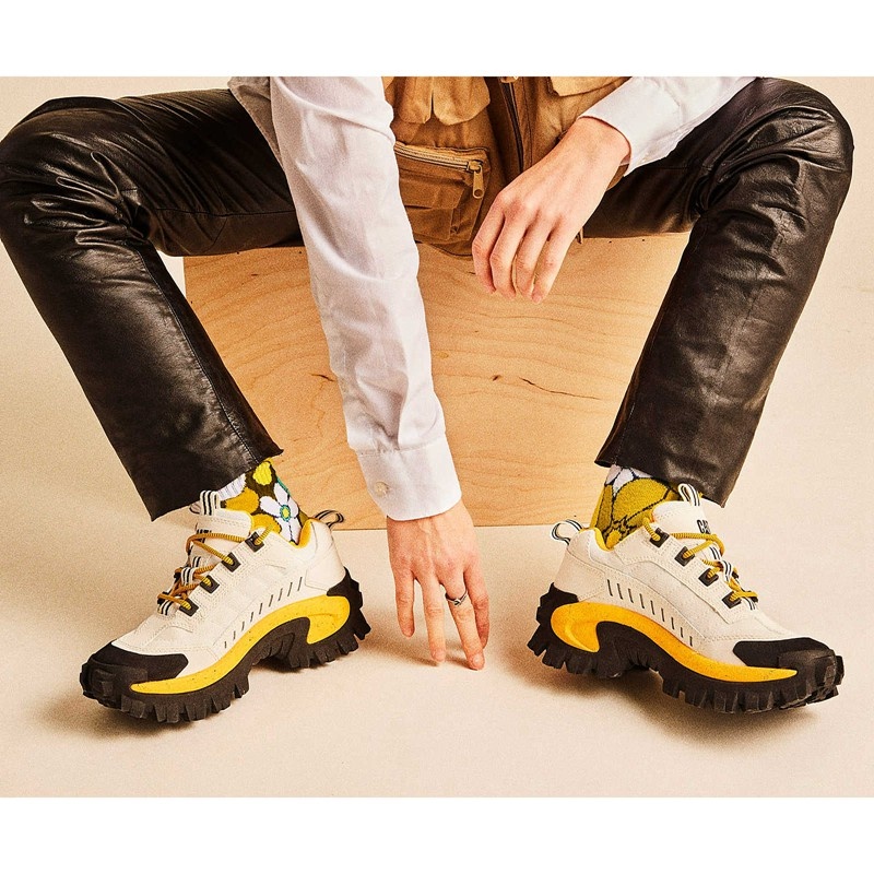 Black / Yellow CatFootweat Re-Powered Intruder Chunky Trainer Men's Casual Shoes | WU7931850