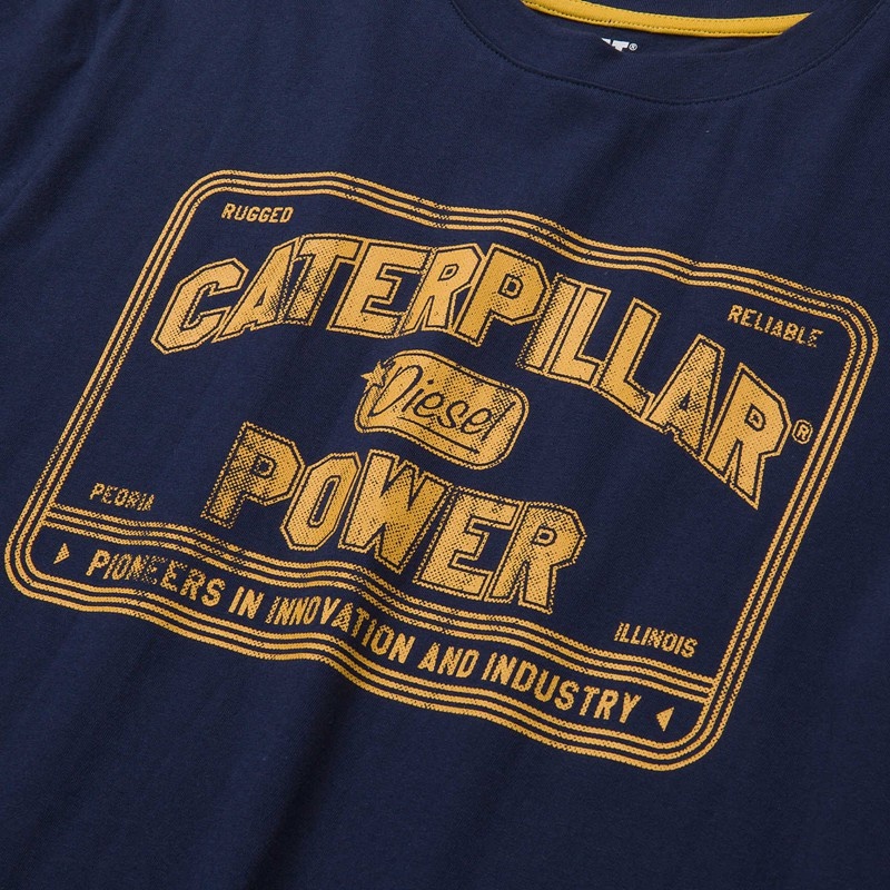 Blue CatFootweat Caterpillar Power Tee Men's Clothing | FW1498560