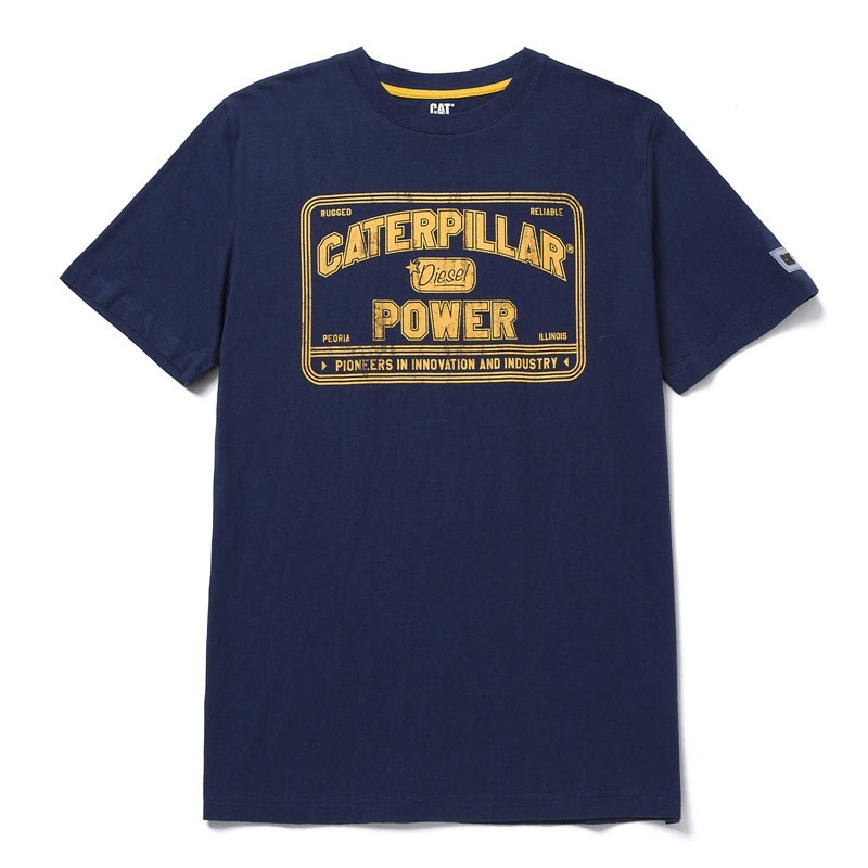 Blue CatFootweat Caterpillar Power Tee Men\'s Clothing | FW1498560