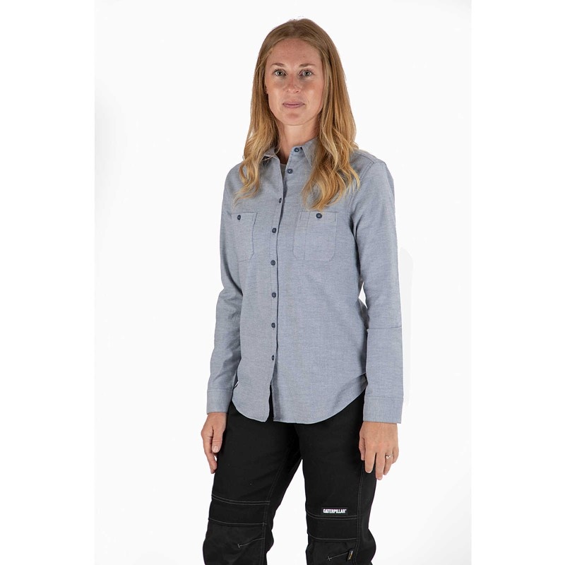 Blue CatFootweat Oxford Long Sleeve Shirt Women's Workwear | LN2415093