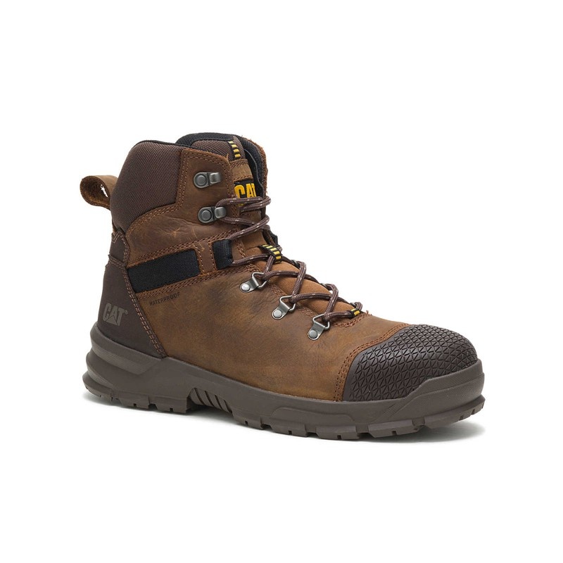 Brown CatFootweat Accomplice X Waterproof Steel Toe Men's Work Boots | MI0279841