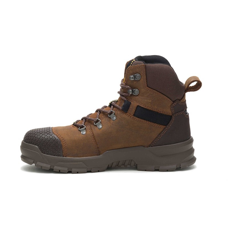 Brown CatFootweat Accomplice X Waterproof Steel Toe Men's Work Boots | MI0279841