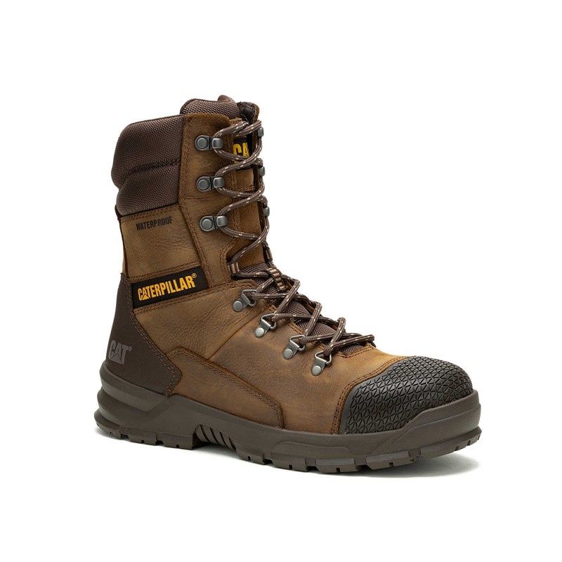 Brown CatFootweat Accomplice X Waterproof Steel Toe Men's Work Boots | IX7085421