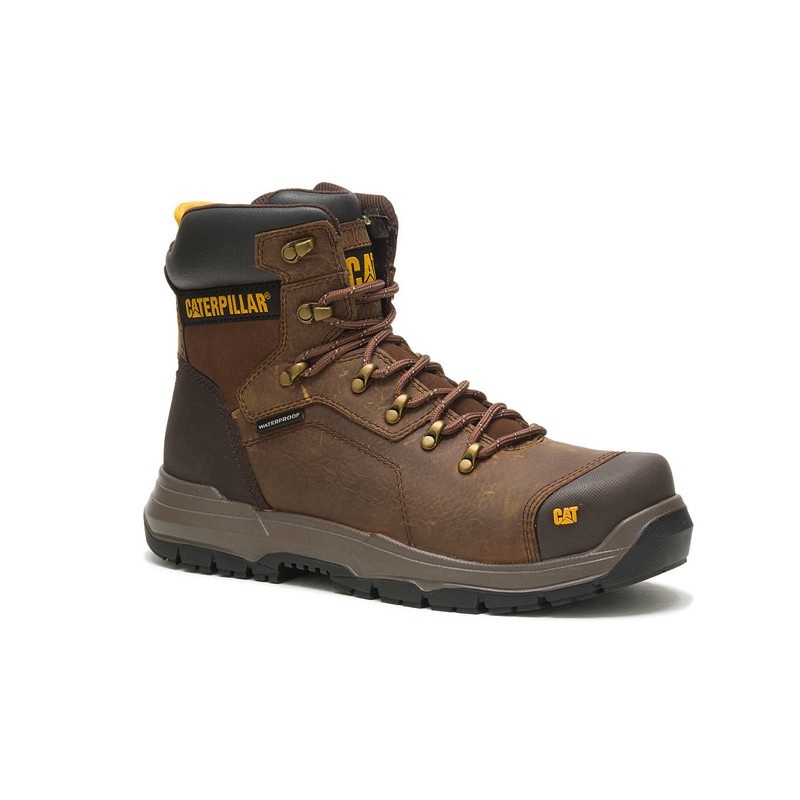 Brown CatFootweat Diagnostic 2.0 Waterproof Steel Toe Men's Work Boots | WC3148690