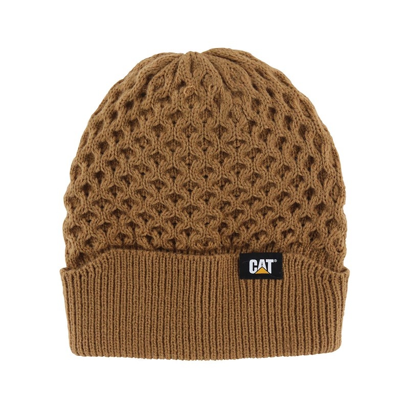 Brown CatFootweat Honeycomb Knit Beanie Women\'s Workwear | EI3748106