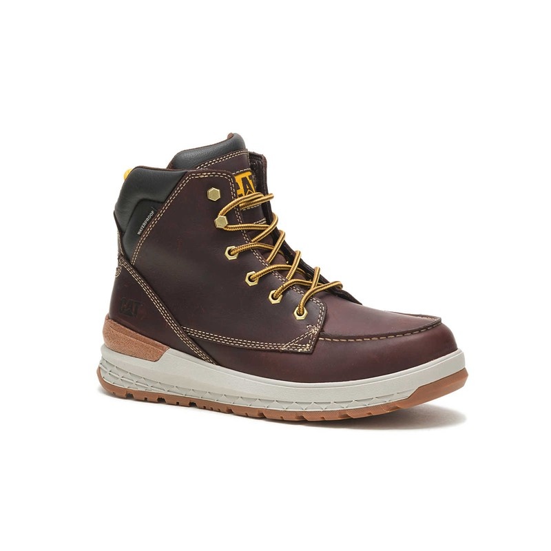 Brown CatFootweat Impact Waterproof Men's Work Boots | RY6315784