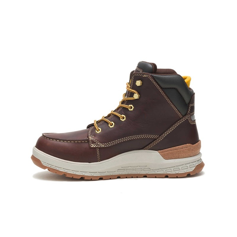 Brown CatFootweat Impact Waterproof Men's Work Boots | RY6315784