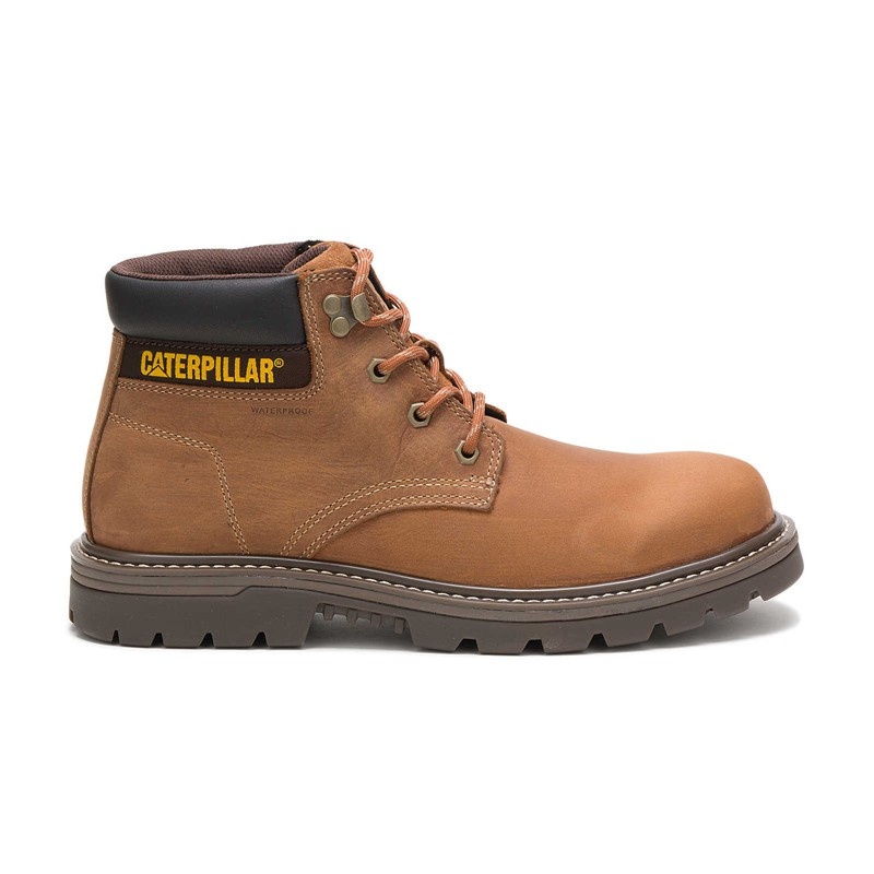 Brown CatFootweat Outbase Waterproof Men\'s Work Boots | OT8127630