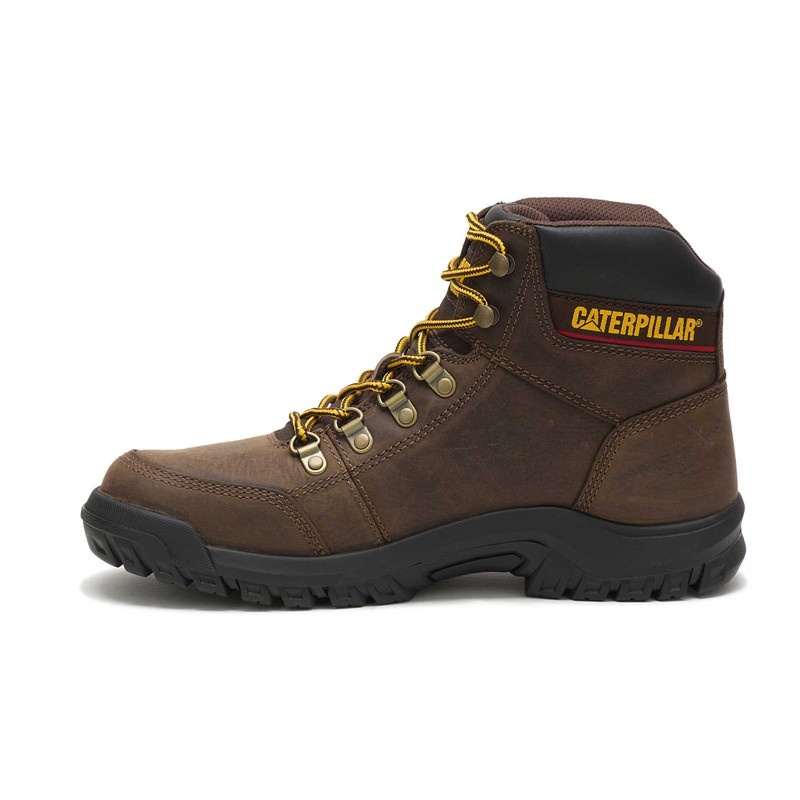 Brown CatFootweat Outline Men's Work Boots | FB8651079