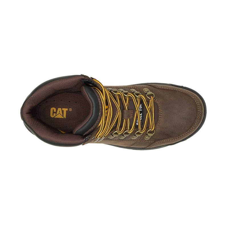 Brown CatFootweat Outline Steel Toe Men's Work Boots | KI5482916